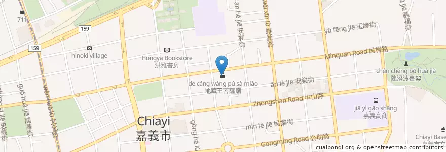 Mapa de ubicacion de 地藏王菩薩廟 en تایوان, 臺灣省, 嘉義市, 嘉義縣, 東區.