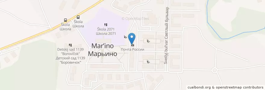 Mapa de ubicacion de Почта России en Russland, Föderationskreis Zentralrussland, Moskau, Verwaltungsbezirk Nowomoskowski, Поселение Филимонковское.