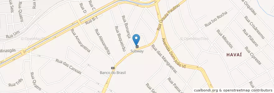 Mapa de ubicacion de Subway en 巴西, 东南部, 米纳斯吉拉斯, Região Geográfica Intermediária De Belo Horizonte, Região Metropolitana De Belo Horizonte, Microrregião Belo Horizonte, 贝洛奥里藏特.