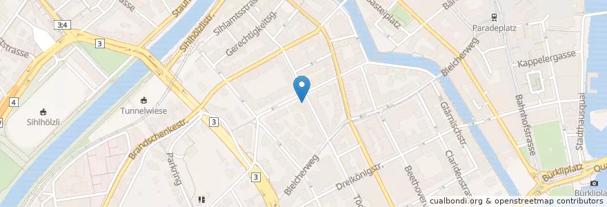 Mapa de ubicacion de Dr.med. Michela Corti en Schweiz/Suisse/Svizzera/Svizra, Zürich, Bezirk Zürich, Zürich.
