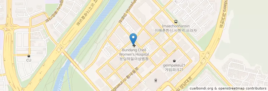 Mapa de ubicacion de 盆唐第一女性病院 en 大韓民国, 京畿道, 盆唐区.