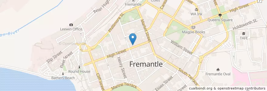 Mapa de ubicacion de HUSH en Australien, Westaustralien, City Of Fremantle.