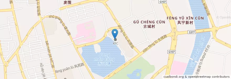 Mapa de ubicacion de KFC en China, Guangdong, Qingyuan City, Qingcheng District, The Street Of Phoenix.