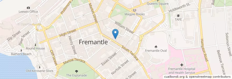Mapa de ubicacion de Freo Icecream & Waffles en Avustralya, Western Australia, City Of Fremantle.
