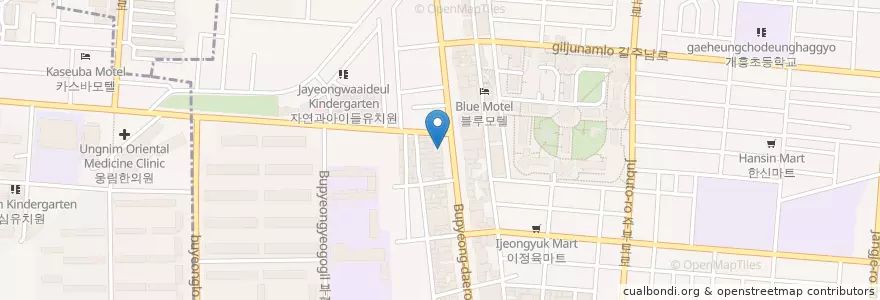 Mapa de ubicacion de 교촌치킨 en 大韓民国, 仁川広域市, 富平区, 부평동.