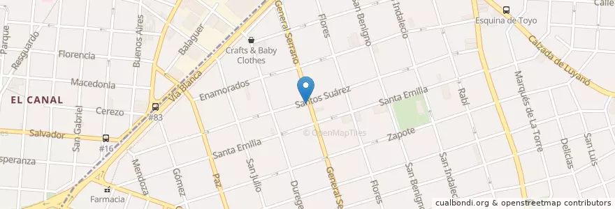 Mapa de ubicacion de Santos Suarez y Serrano en 古巴, La Habana, Cerro.