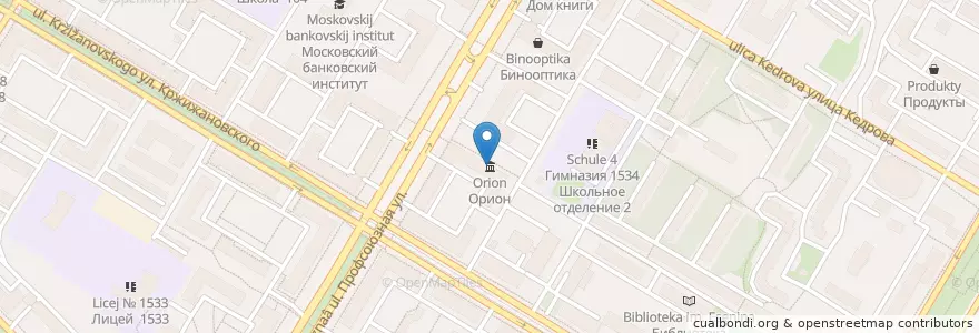 Mapa de ubicacion de Орион en Rusland, Centraal Federaal District, Moskou, Юго-Западный Административный Округ, Академический Район.
