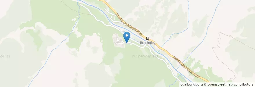 Mapa de ubicacion de Fontaine du Brecholey en Suiza, Vallés, Entremont, Bagnes.