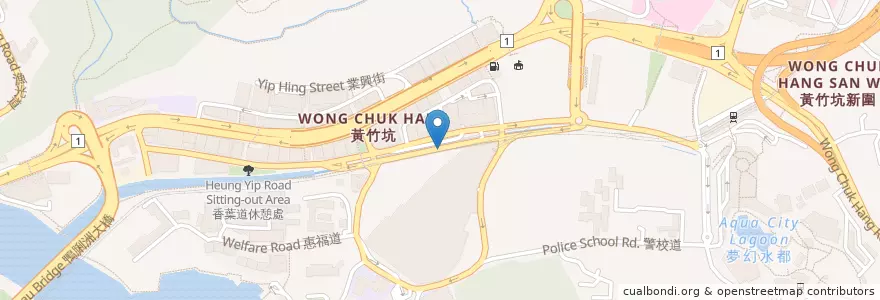 Mapa de ubicacion de 黃竹坑站公共運輸設施 Wong Chuk Hang Station Public Transport Facilities en Chine, Guangdong, Hong Kong, Île De Hong Kong, Nouveaux Territoires, 南區 Southern District.