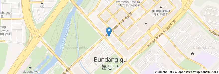 Mapa de ubicacion de 서울나우병원 en Coreia Do Sul, Gyeonggi, 분당구.