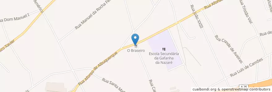 Mapa de ubicacion de O Braseiro en Portugal, Aveiro, Centro, Baixo Vouga, Ílhavo, Gafanha Da Nazaré.