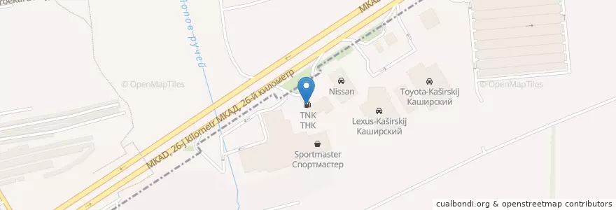 Mapa de ubicacion de ТНК en 러시아, Центральный Федеральный Округ, Москва, Район Бирюлёво Восточное.
