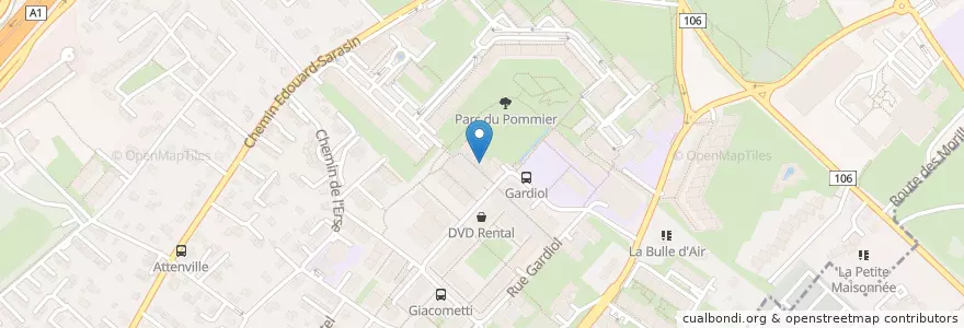 Mapa de ubicacion de Pharmacie du Pommier en Швейцария, Женева, Женева, Le Grand-Saconnex.