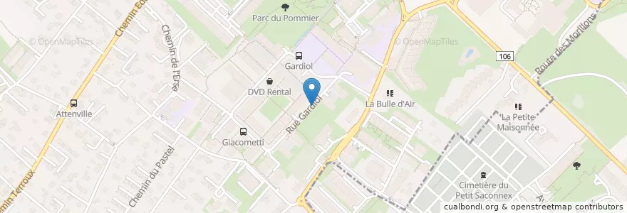 Mapa de ubicacion de Point de récupération du Pommier en Schweiz, Genf, Genf, Le Grand-Saconnex.