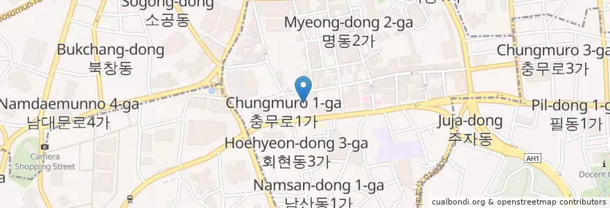 Mapa de ubicacion de 全州中央会館 en 大韓民国, ソウル, 中区, 明洞.