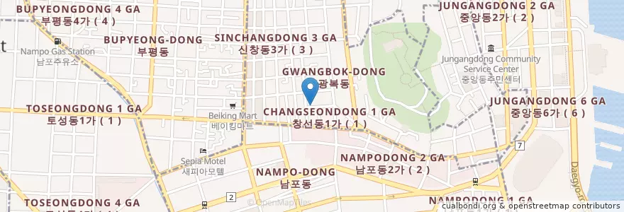 Mapa de ubicacion de 두부가 en Республика Корея, Пусан, 중구, 광복동.