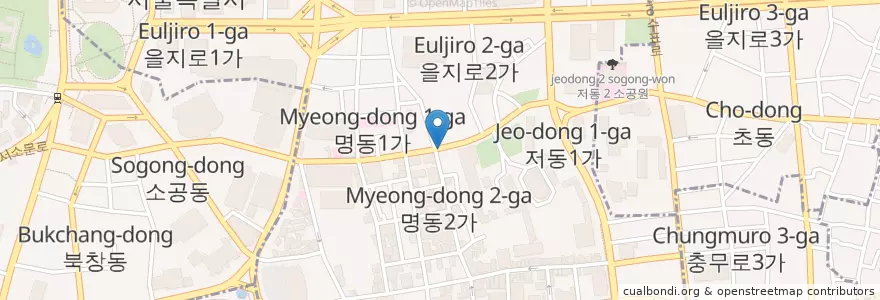 Mapa de ubicacion de Angdong Jjmdak, Chix Stew en Coreia Do Sul, Seul, 명동.
