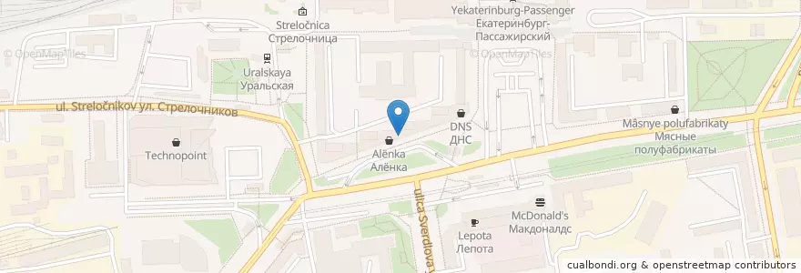 Mapa de ubicacion de Пекарня Хлебница en Rusland, Уральский Федеральный Округ, Свердловская Область, Городской Округ Екатеринбург.