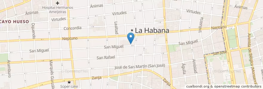 Mapa de ubicacion de Areito (patio de la EGREM) en Cuba, La Habana, Centro Habana.