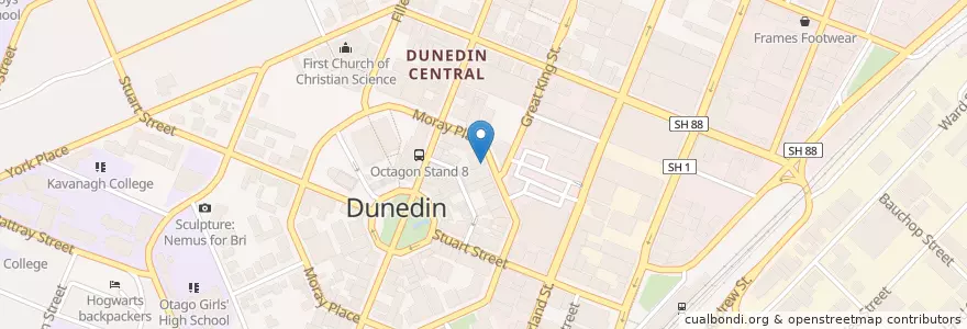 Mapa de ubicacion de KiwiBank en ニュージーランド, オタゴ, Dunedin City.