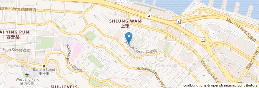 Mapa de ubicacion de 桃花源小廚 en 중국, 광둥성, 홍콩, 홍콩섬, 신제, 中西區 Central And Western District.