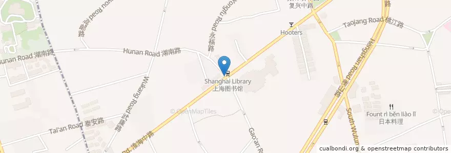Mapa de ubicacion de 湖南路（淮海中路） en Chine, Shanghai, District De Xuhui.