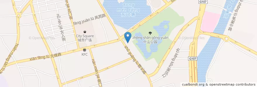 Mapa de ubicacion de 湖滨步步高酒店 en China, Guangdong, 清远市 (Qingyuan), 清城区 (Qingcheng), 凤城街办.