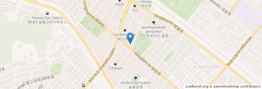 Mapa de ubicacion de Starbucks en كوريا الجنوبية, إنتشون, 연수구.