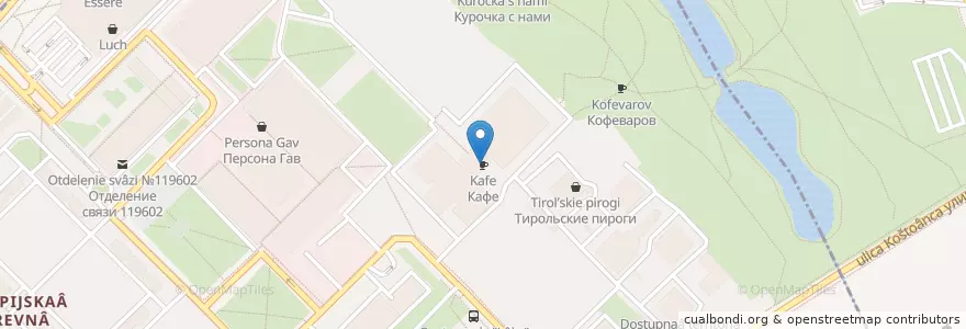 Mapa de ubicacion de Кафе en Rusya Federasyonu, Центральный Федеральный Округ, Москва, Западный Административный Округ, Район Тропарёво-Никулино.