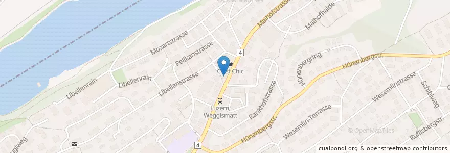 Mapa de ubicacion de Restaurant Weggismatt en Zwitserland, Luzern, Ebikon.