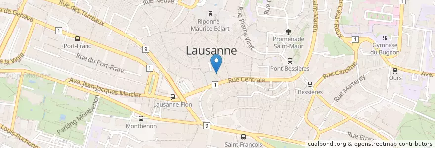 Mapa de ubicacion de Café du Pont en 瑞士, Vaud, District De Lausanne, Lausanne.