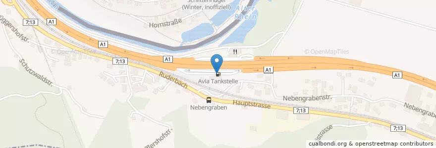 Mapa de ubicacion de Avia Tankstelle en Schweiz/Suisse/Svizzera/Svizra, Sankt Gallen, Wahlkreis Rheintal, St. Margrethen.