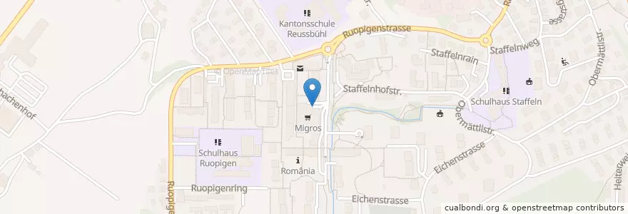 Mapa de ubicacion de Ruopigen-Zentrum en Zwitserland, Luzern, Luzern.