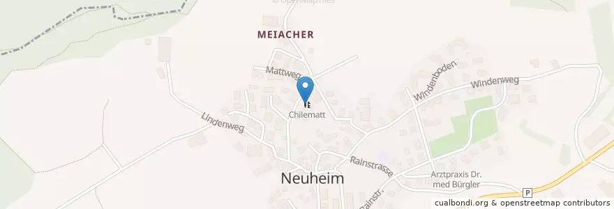 Mapa de ubicacion de Chilematt en İsviçre, Zug, Neuheim.