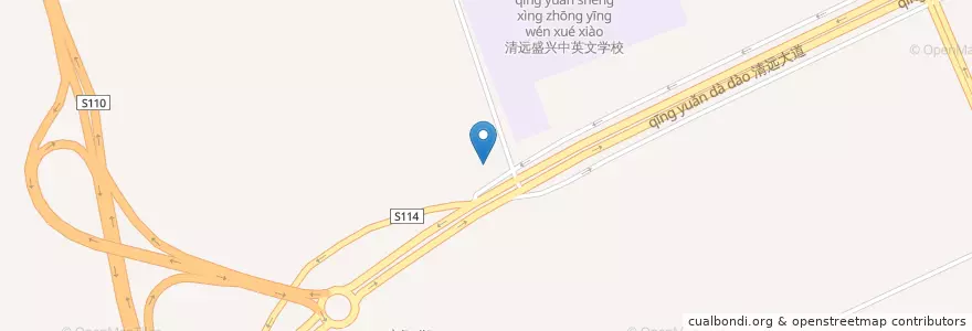 Mapa de ubicacion de 中国石油 en China, Provincia De Cantón, 清远市 (Qingyuan), 清城区 (Qingcheng), 横荷街办.