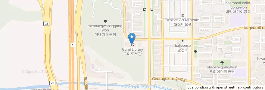 Mapa de ubicacion de 구미도서관 en 韩国/南韓, 京畿道, 盆唐區.