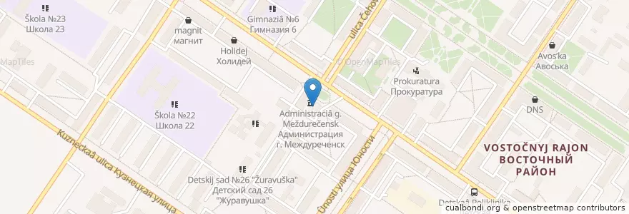 Mapa de ubicacion de Отделение связи №652871 en Russie, District Fédéral Sibérien, Oblast De Kemerovo, Междуреченский Городской Округ.
