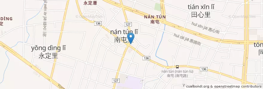 Mapa de ubicacion de 合作金庫商業銀行 en Тайвань, Тайчжун, 南屯區.