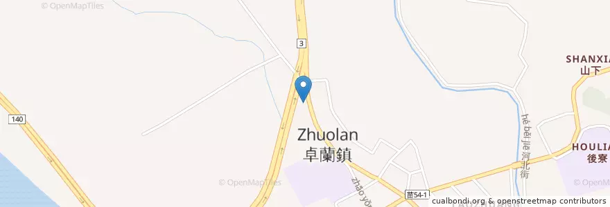 Mapa de ubicacion de 豐原客運卓蘭站 en تايوان, مقاطعة تايوان, 苗栗縣, 卓蘭鎮.