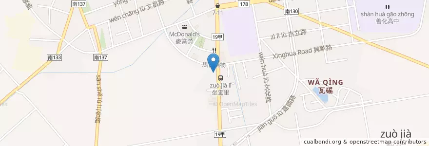 Mapa de ubicacion de 汽車美容 en 台湾, 台南市, 善化区.