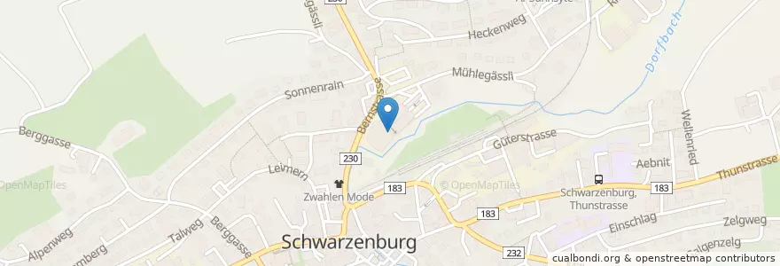 Mapa de ubicacion de Coop Restaurant en 瑞士, 伯尔尼, Verwaltungsregion Bern-Mittelland, Verwaltungskreis Bern-Mittelland, Schwarzenburg.