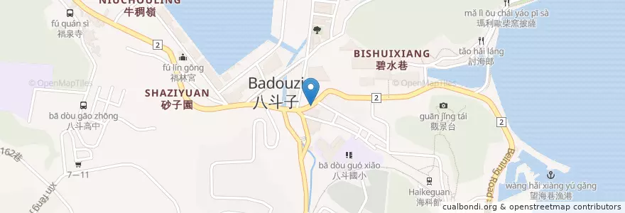 Mapa de ubicacion de 周廚紅燒牛肉麵 en 타이완, 타이완성, 지룽 시, 중정 구.