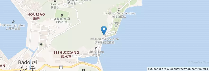 Mapa de ubicacion de 瑪利歐柴窯披薩 en Taiwan, Taiwan Province, Keelung, Zhongzheng.