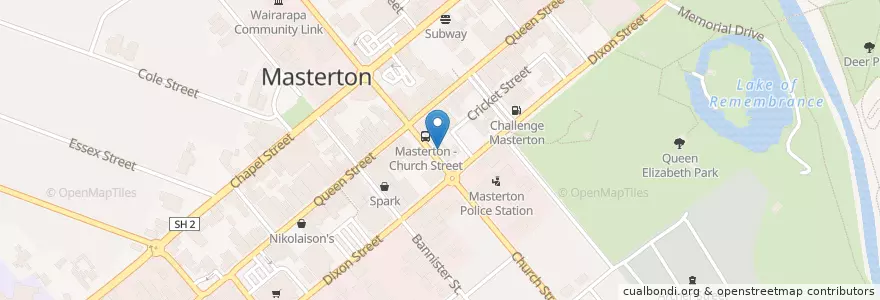 Mapa de ubicacion de Express Lunchbar & Cafe en Nouvelle-Zélande, Wellington, Masterton District.