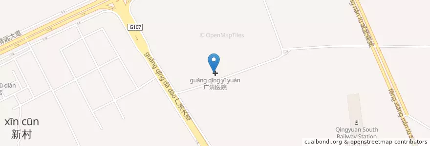 Mapa de ubicacion de 广清医院 en 中国, 广东省, 清远市 (Qingyuan), 清城区 (Qingcheng).