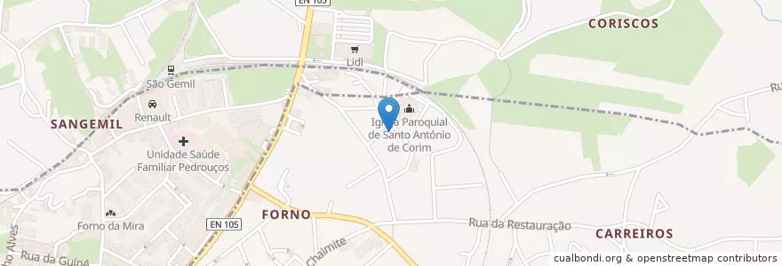 Mapa de ubicacion de O Aconchego do Forno en Portugal, Norte, Porto, Área Metropolitana Do Porto, Maia, Rio Tinto, Pedrouços.
