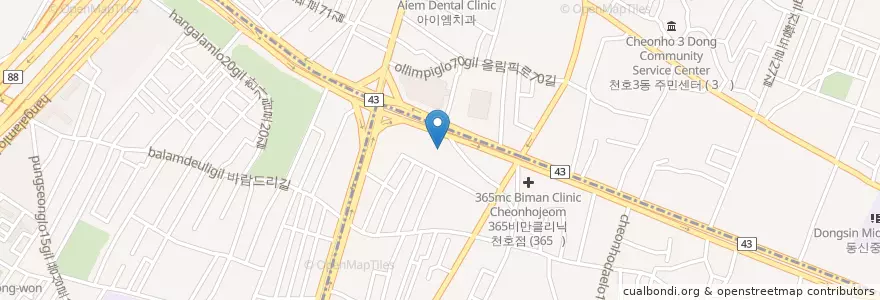 Mapa de ubicacion de 한일시네마 en 대한민국, 서울, 강동구.