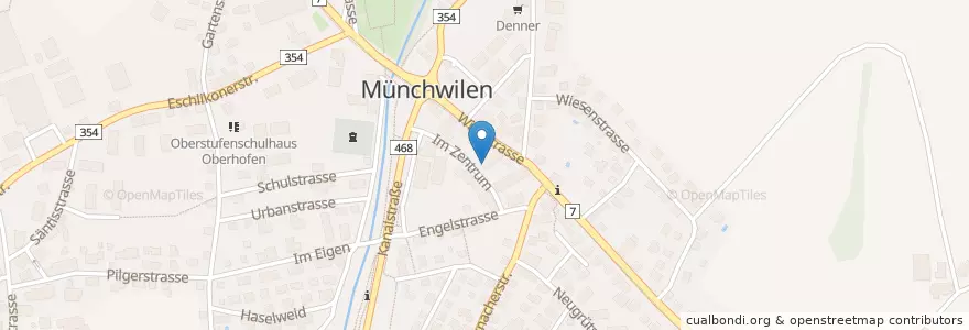 Mapa de ubicacion de Polizeiposten Münchwilen en İsviçre, Thurgau, Bezirk Münchwilen, Münchwilen (Tg).