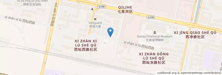 Mapa de ubicacion de 七里河交警大队车管分所 en 中国, 甘肃省, 兰州市, 七里河区, 西站街道.
