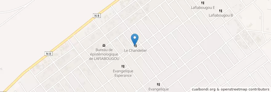 Mapa de ubicacion de Le Chandelier en Буркина-Фасо, Верхние Бассейны, Уэ.